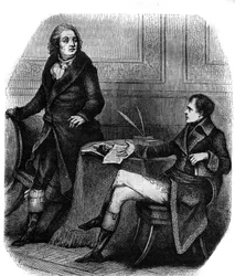 Der Dichter und Dramatiker Jean Francois (Jean-Francois) Ducis (1733-1816) mit Bonaparte (Napoleon I.)
