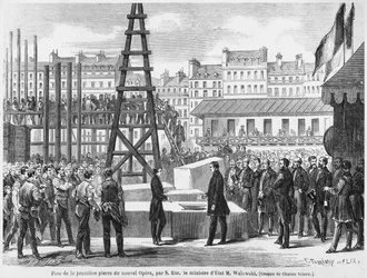 Der Staatsminister Walewski legt den Grundstein für die neue Oper von Paris, 21. Juli 1862