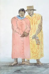 Die zwei Könige von Bora Bora, Illustration aus der Reise von Louis I Duperrey, von LF Lejeune