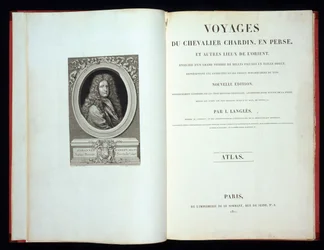 Titelseite und Frontispiz-Porträt aus Voyages du Chevalier Chardin en Perse, 1811