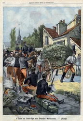 Um eine Vorstellung vom Leben eines Soldaten im Feld zu geben, werden die Schüler der Schule von Saint Cyr auf ein Manöver geschickt, um ihre eigenen Versorgungsaufgaben zu erledigen. Gravur in 