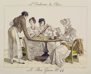 Zu viel Auswahl, Platte 44 aus Le Bon Genre, 1827