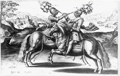 Turnierszene zwischen Henri IV (1553-1610) und Antoine de Pluvinel (1555-1620)