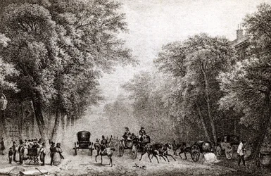 Verkehr in Paris, Frankreich, im 19. Jahrhundert, um 1830