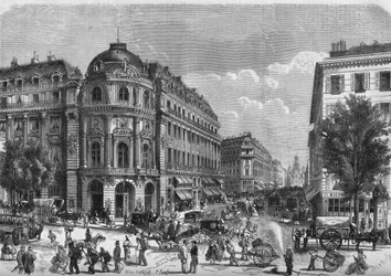 Transformations de Paris unter dem Zweiten Kaiserreich, Paris haussmannien: Blick auf den Boulevard des Italiens, in Höhe der Chaussee d