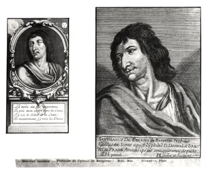 Zwei Porträts von Savinien Cyrano de Bergerac (1619-55), rechts nach Zacharie Heince (1611-69)