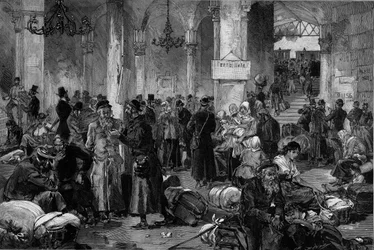Wien 1882, die Halle der verlorenen Ursachen des Nordens: die Rückführung der nach der Beruhigung der antisemitischen Bewegung in Russland verbannten Juden, aus 