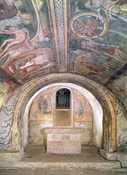Ansicht der Krypta und die Legende von St. Savin und St. Cyprien