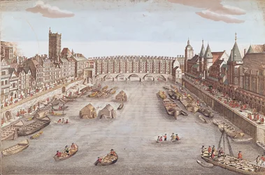 Ansicht der Pont au Change flussabwärts