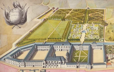 Ansicht des Prytanée Imperial, ehemals das Jesuitenkolleg in La Flèche, ca. 1810