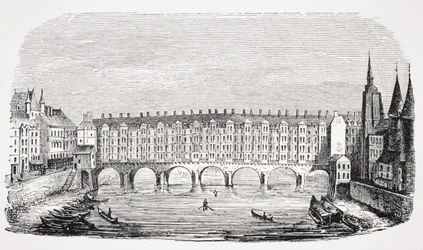 Ansicht der alten Pont-au-Change, aus einem Stich der 