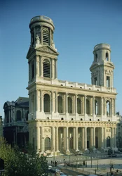 Ansicht der Fassade der Kirche Saint-Sulpice, gebaut zwischen 1646-1780