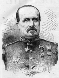 Krieg von 1870: Porträt von Jules Marie Ladreit de La Charrière (1806-1870), französischer Soldat. Gravur in „Le Monde Illustré“ Nr. 714 vom 17. Dezember 1870.