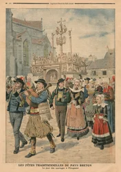 Hochzeitstag in Plougastel, Bretagne, Illustration aus Le Petit Journal, supplement illustre, 27. Januar 1907