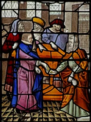 Fenster s3, Judas erhält die 30 Silberlinge