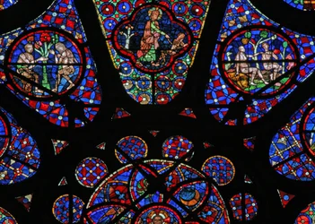 Fenster w115, Gott den Schöpfer darstellend: Szenen von Adam und Eva