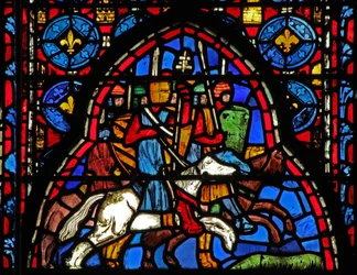 Fenster w15 Heilige Reliquien: Heraklius kehrt mit dem Kreuz nach Jerusalem zurück