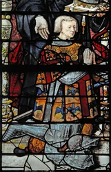 Fenster w1 zeigt Guillaume de Montmorency, den Stifter