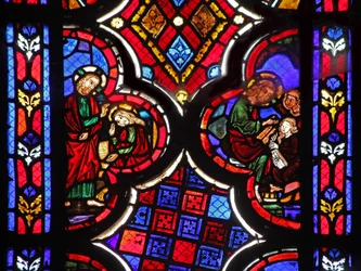 Fenster w1, das Jesus mit Martha und Maria Magdalena darstellt