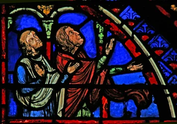 Fenster w1, Zuschauer der Szene, in der St. Anna und Joachims Opfer abgelehnt wird