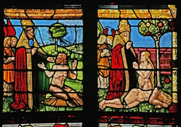 Fenster w1, Darstellung der Erschaffung von Adam und Eva