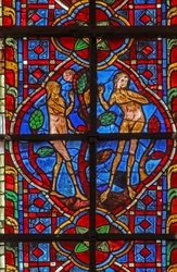 Fenster w207 zeigt Adam und Eva und die Schlange