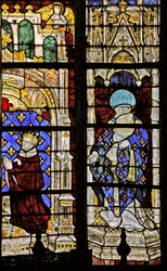 Fenster w210, das St. Denis mit dem Stifter Karl VI. darstellt