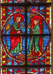 Fenster w210 zeigt St. Jakobus und der Magier Hermogenes Lehrling Philetus