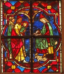 Fenster w212, Darstellung von Johannes dem Täufer wird eingeschrieben