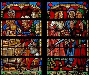 Belsazars Fest und er fragt die Priester nach der Bedeutung der Schrift an der Wand