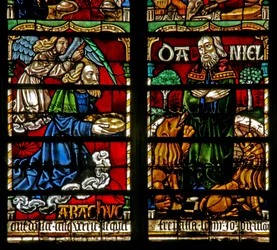 Daniel in der Löwengrube; genährt vom Propheten Habakuk