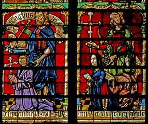 Ein Stifter - Jean Corart und seine Frau mit Johannes dem Täufer und St. Katharina