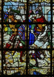 Fenster w37 mit Szenen aus dem Leben der St. Barbara