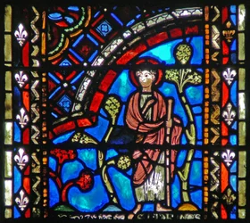 Fenster w53, Darstellung von St. Johannes der Täufer, der in die Wüste aufbricht