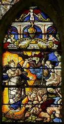 Fenster w7, Szene aus dem Buch der Offenbarung des Johannes: Die Frau, bekleidet mit der Sonne