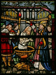 Fenster w8, Darstellung der Taufe Konstantins