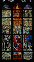 Fenster w8, Darstellung von St. Michael, St. Jakobus und St. Christophorus