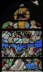 Fenster w9 mit einer Szene aus dem Buch der Offenbarung des Johannes