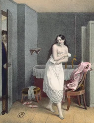 Frau steigt aus dem Bad, ca. 1825
