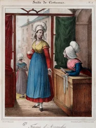 Frauen von Avranches (Manche) - Lithographie