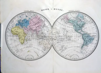 Weltkarte, Illustration aus Atlas Geographique Moderne von Prosper-Auguste Poulain de Bossay, ca. 1850