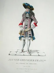 Junger Ritter des Ordens der Ritter von Malta im Jahr 1678, Illustration aus 