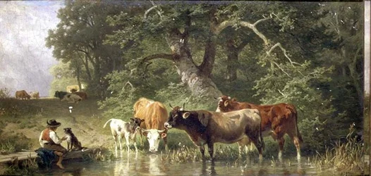 Viehtränke an einem Waldteich