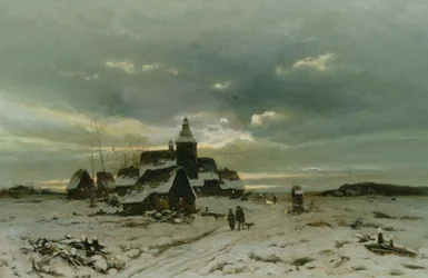 Ein Dorf im Schnee