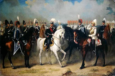 Kurfürst Friedrich Wilhelm I. von Hessen-Kassel mit seinen Offizieren auf Parade