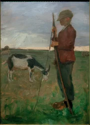 Hirtenjunge mit Ziege