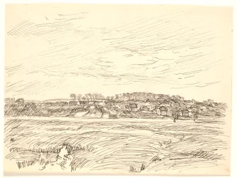 Landschaft mit Dorf