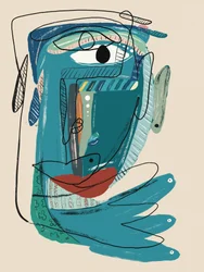 Abstraktes blaues Gesicht