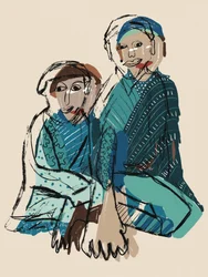 Ruhige blaue Figuren