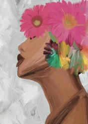 Frau mit Lebendigen Blumen